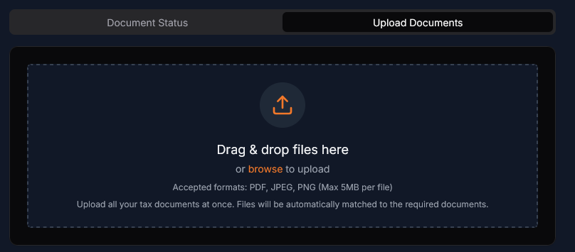Bulk document upload interface