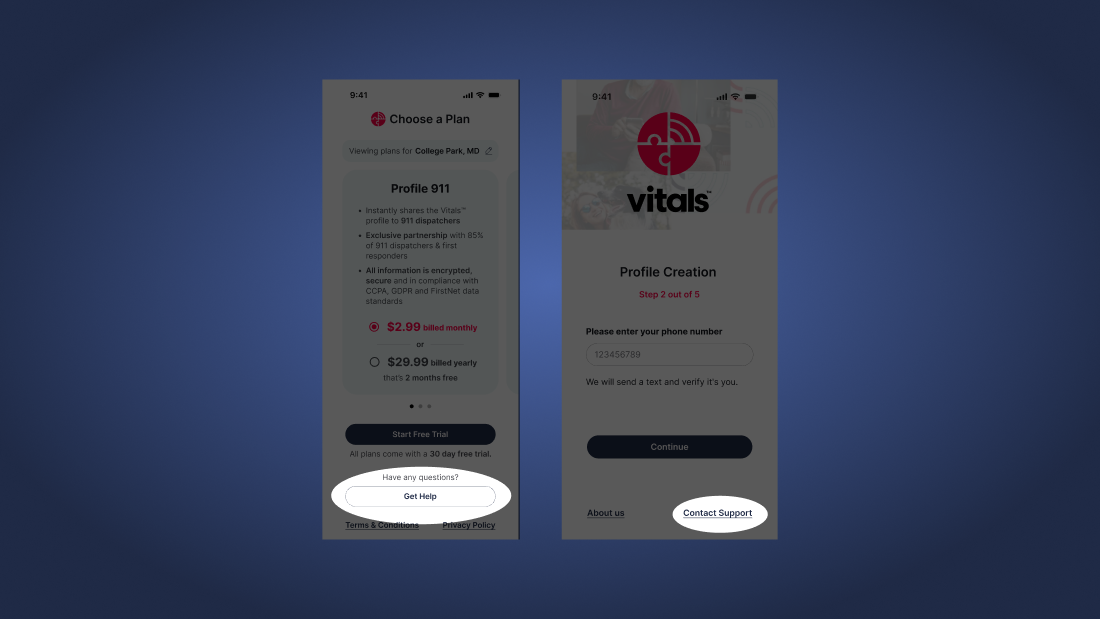 Persistent help access during signup